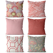 中式 复古红色几何图案棉麻抱枕沙发靠垫床头大靠背腰枕午休枕定制