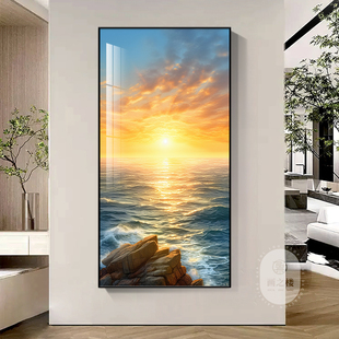 海上日出玄关装饰画日出东方入户大海风景挂画正对门走廊过道壁画