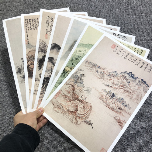 清 石涛 赠刘石头山水册8开 名家山水画微喷学习临摹画稿