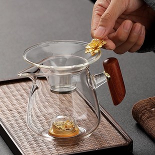 孟瀚公道杯茶漏一体玻璃高档分茶器泡茶功夫茶具配件高端侧把公杯