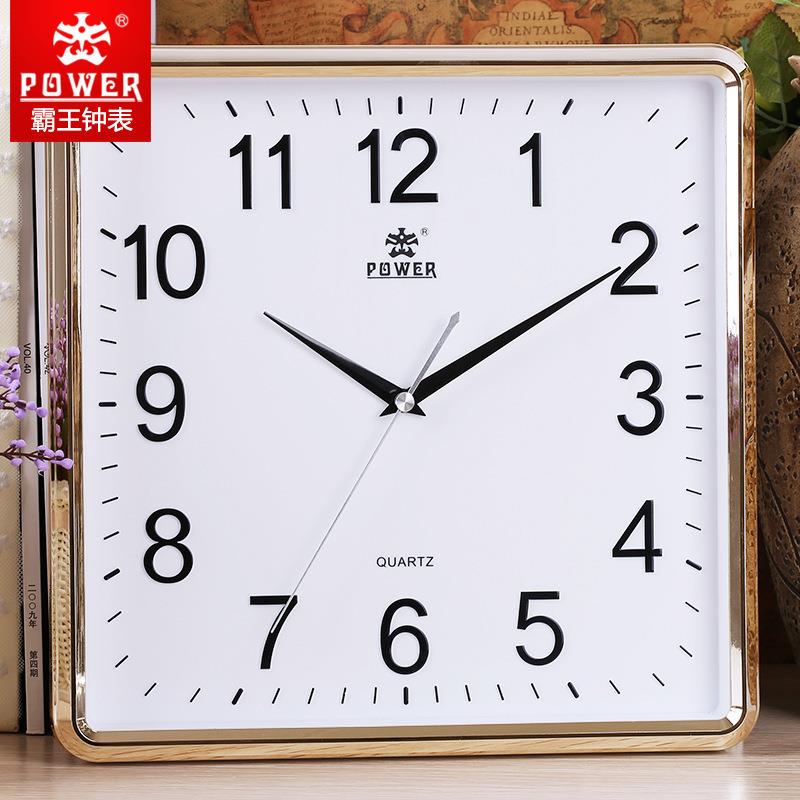 霸王钟表卧室石英钟表方形时钟现代简约客厅挂钟PW801-8172-8231