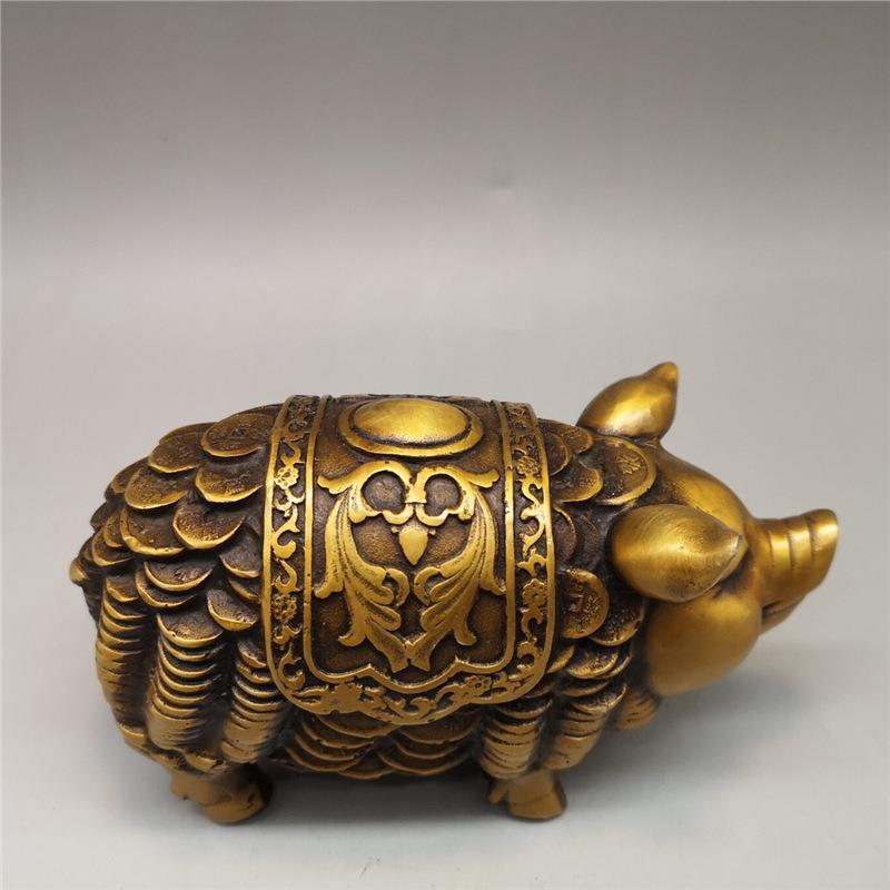 纯铜猪摆件金猪福猪生肖猪家居工艺装饰摆件纯铜制品工艺品摆件