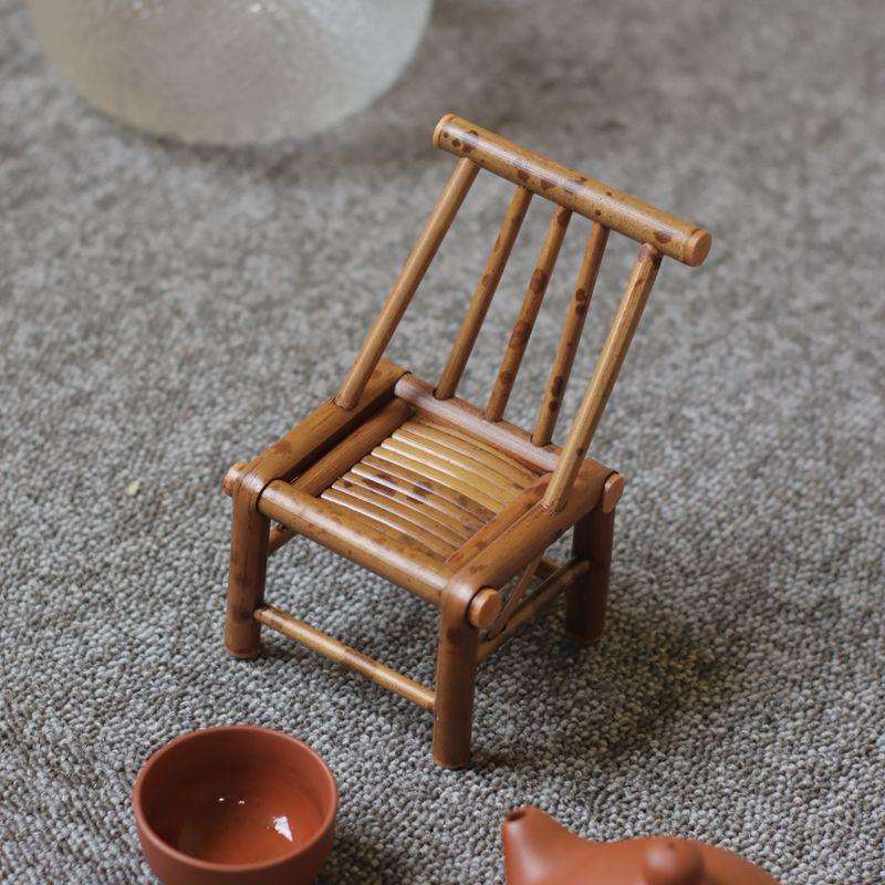 迷你湘妃竹小椅子 竹座椅文玩摆件装饰工艺品竹器把玩件道具