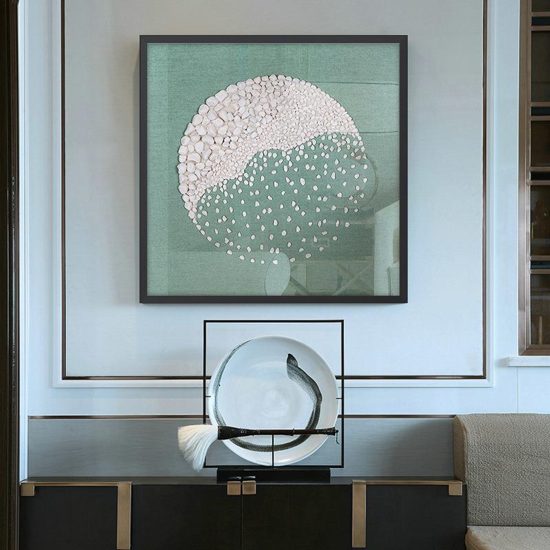 现代简约室内实物装饰画软装设计石头挂画客厅沙发背景餐厅工艺画