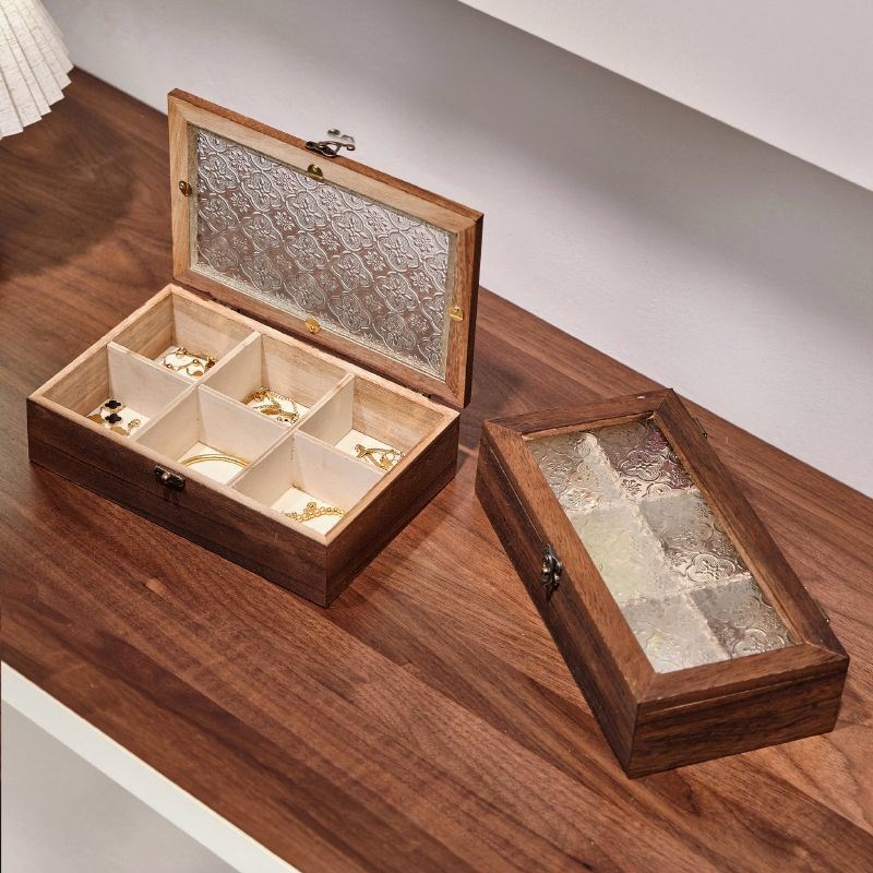 复古实木质礼品盒桌面杂物整理木盒化妆台装饰盒翻盖式干果收纳盒