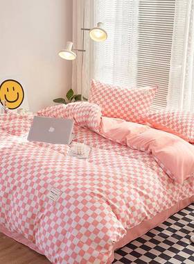 春秋床款日式宿简学约水洗AL101120棉磨毛四件套生舍床单被套笠三