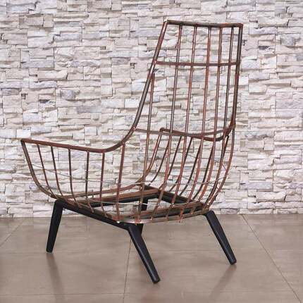 TNR式极简单人沙发椅铁内架闲椅意五金休家具配件老虎椅架黑色脚