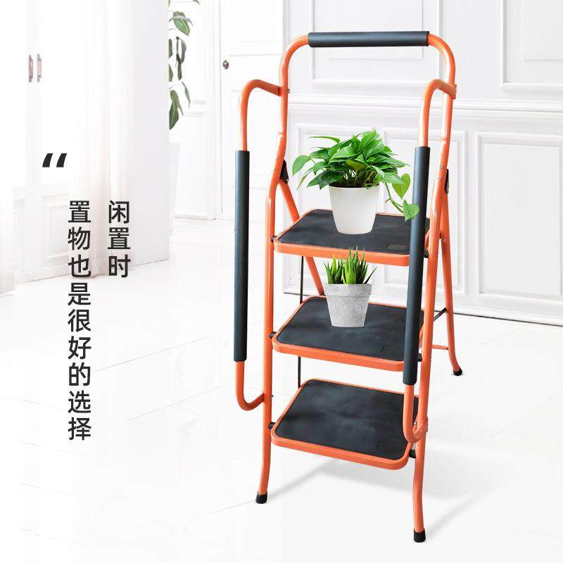 拓宇家用TY-104子人字梯子4步加厚宽加梯折梯叠带扶手梯攀爬梯梯