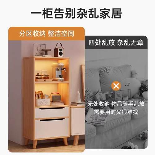 架防尘书带柜FCM柜门落地置物靠墙书客厅电视柜旁架边展示柜子储