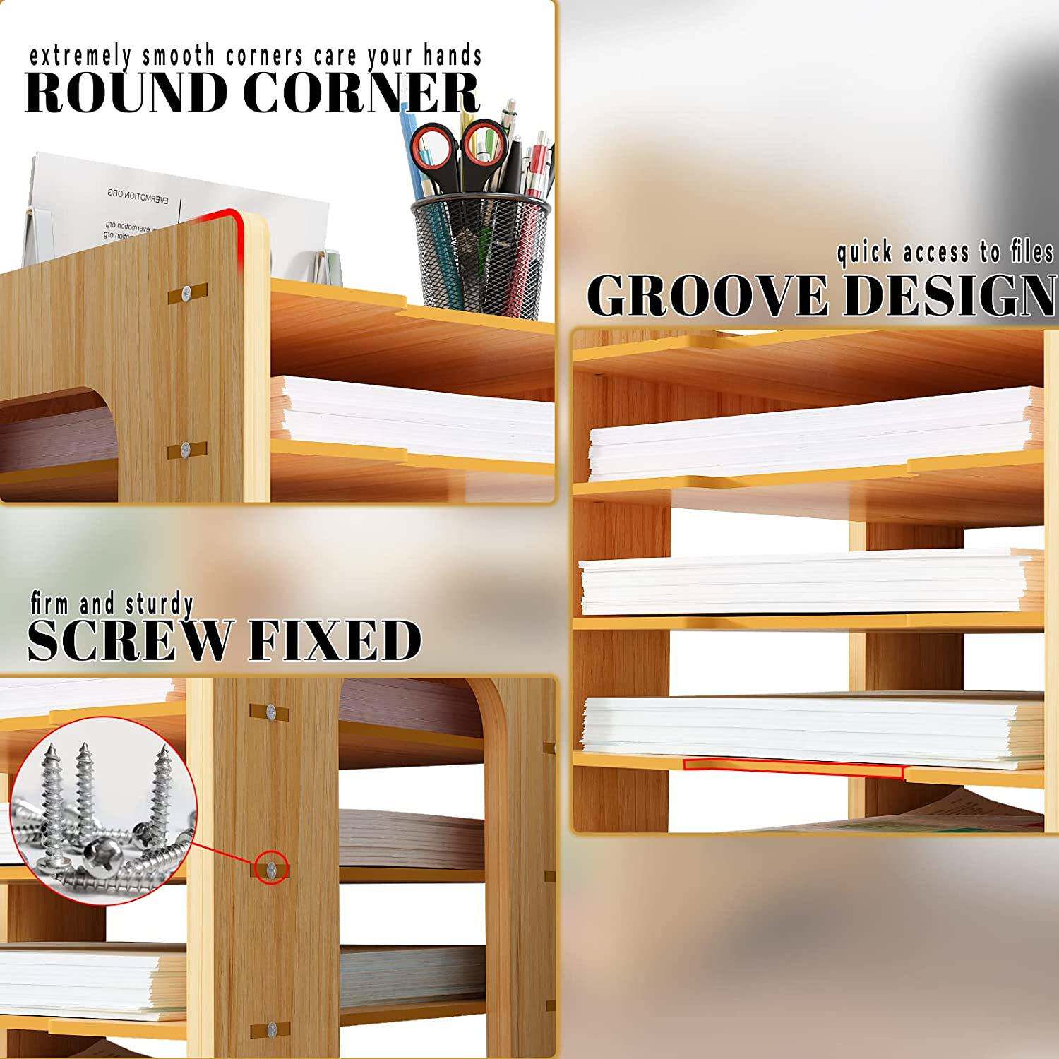 木质多层收纳架简约办公文件整理置物架家居学生书桌上文具书本架