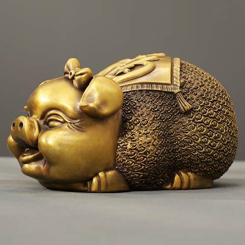 财福MMN猪铜装猪工艺品室摆件家居客厅玄关成对摆饰对办公桌面铜