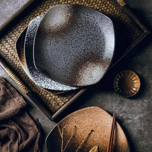 四方陶平BIU瓷盘子色日点式釉盘瓷盘浅盘菜盘早餐盘早盘创意个性