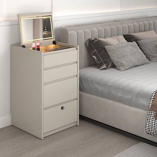 斗柜梳妆台床头柜书桌一体可移动隐藏式妆凳可翻盖折叠带灯化妆镜