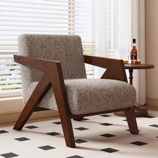 单人沙发椅理查德法式中古风客厅阳台休闲椅子实木设计师沙发单椅