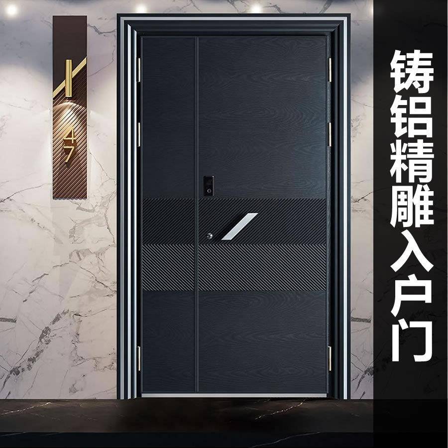 铜门墅大门自铸建453房入户对开高端精雕铝装别甲庭院门子母防盗