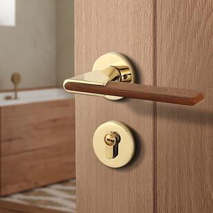 保盾木门锁室房间卧室铜磁吸静音门把青手新分体吉见描述尔中式门