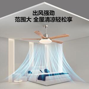 美式复古餐风扇厅灯家用体厅吊扇中古实木客叶静音带681电风扇一