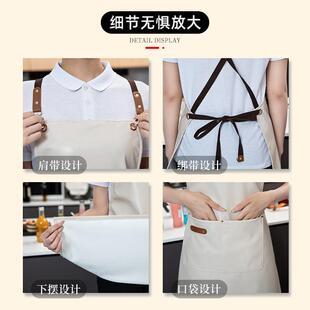 U皮围裙黑防水防油软皮色加厚款餐饮专用产食堂厨房20221012P男工