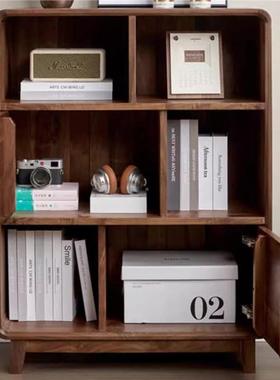 全实樱木黑胡桃木沙柜发41257边柜矮书柜书架桃木原木餐边收储物纳柜