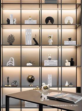 新中式轻奢高档柜家居装品件书柜客套装厅办公室展饰示软装工摆艺