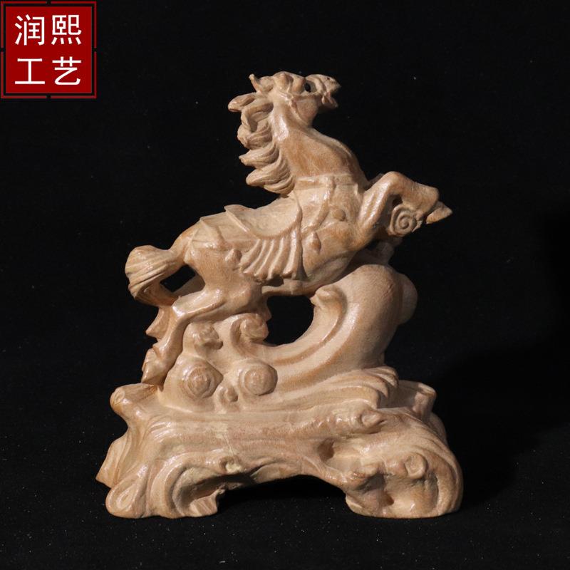 桃木马成功生肖马到摆件双面一体001雕家刻飞腾马意居创饰品木质