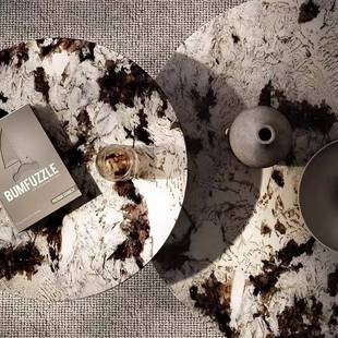 天然大理石茶几2025新款轻奢圆形茶几大户型家用意式极简奢石茶几