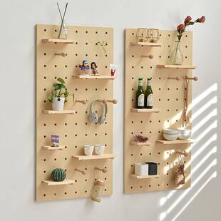 0J洞洞板实木定 制墙上置物架木质入户门客厅玄关木制装饰壁挂收