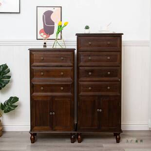 美式复古实木斗柜家用卧室多层抽屉式储物柜小型简约五斗柜