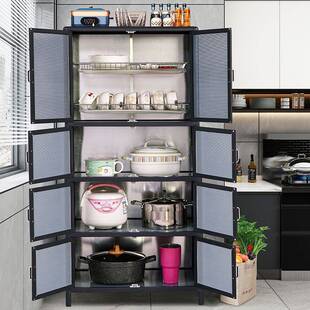 厨房置物架多层不锈钢纱网储物柜铝合金家用放碗柜收纳柜橱柜