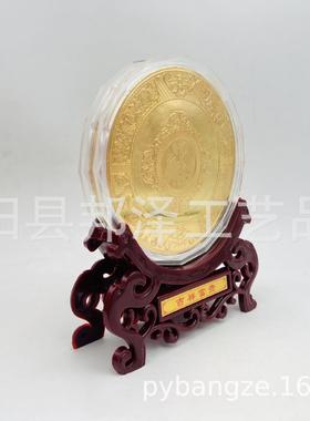 吉祥富贵摆件大富镀金公斤摆件量花开富贵纪JX89章念贵金盘摆件大