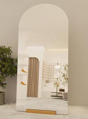 法式拱形NHT全镜服装店试衣衣镜可移动波浪穿落身地镜家用轻奢感