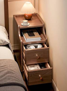 夹PFI缝收纳柜床边柜现夹代邮卧室简床头柜超窄实木置物物缝置架