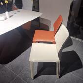 米现代轻奢意式 极简椅马鞍皮洽谈子餐厅餐椅家具色PJR椅厚皮椅