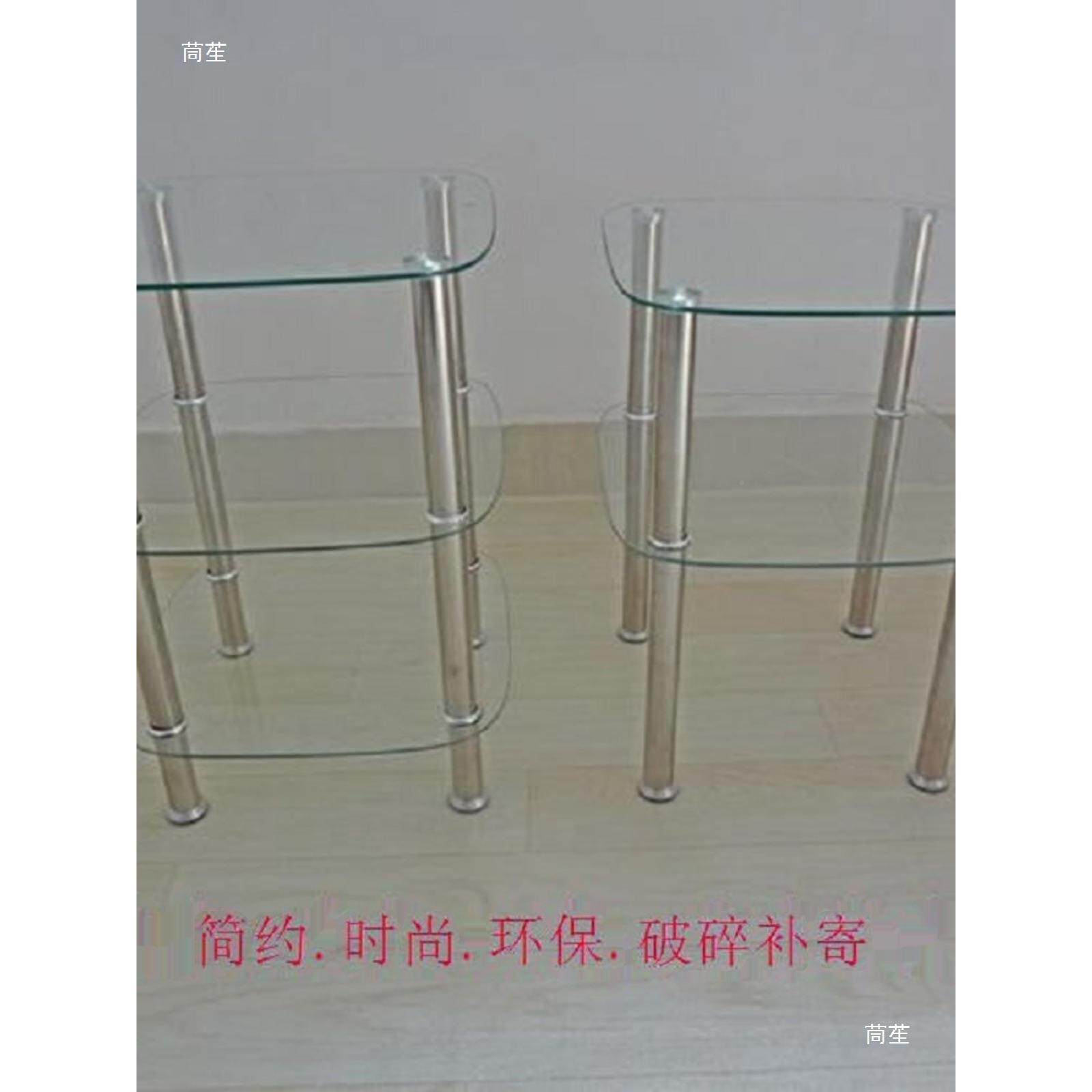 小茶几架钢化玻璃方FNA钢形卧室床桌边角几不锈迷你三层茶饮水机