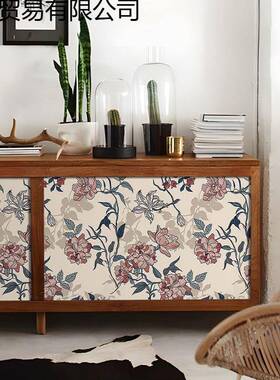 复古印花贴纸具新防水旧柜子衣翻柜推家拉门IJE头床改造墙上