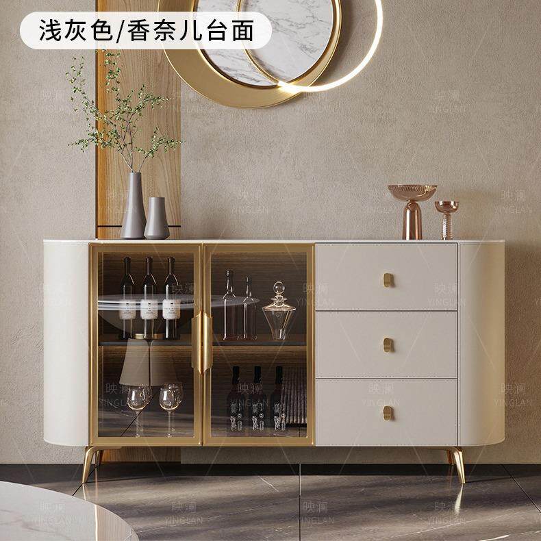 轻奢马鞍皮WXM玄柜家用款餐客厅靠墙客厅高端意储式岩关板物柜餐