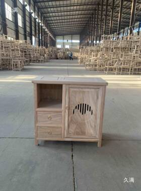 LQQ北榆木新中式茶水储柜餐办边柜简约物柜公茶室台置物柜白坯实