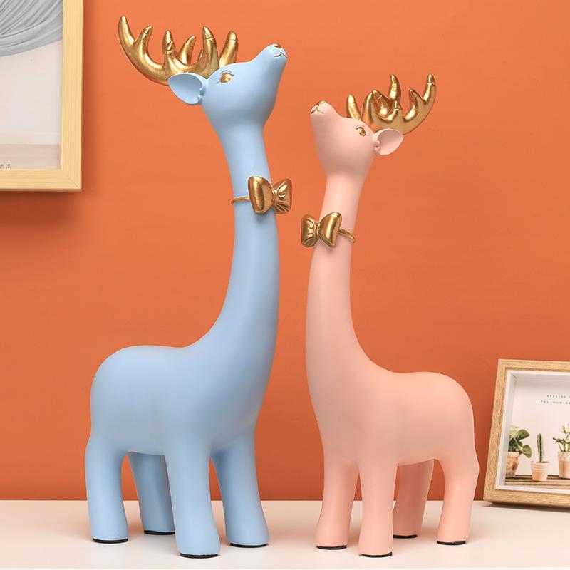 对鹿摆件家居饰柜品客厅玄电视柜酒关NWF艺品家装办公室软装装工