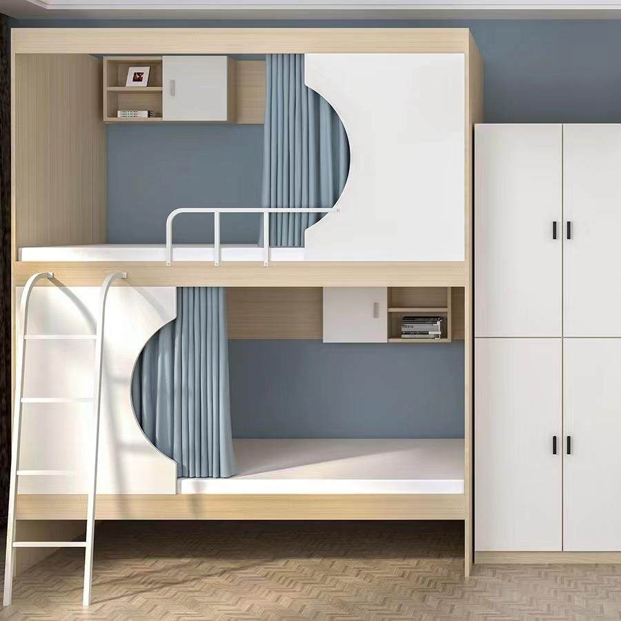 学生宿舍地爬太空梯舱上下床带窗帘公双层床寓CPU卧室双层上下落