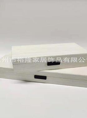 现代室床头柜梳妆台木质长形宝石白色方木纹纳储物盒现收UVE代卧