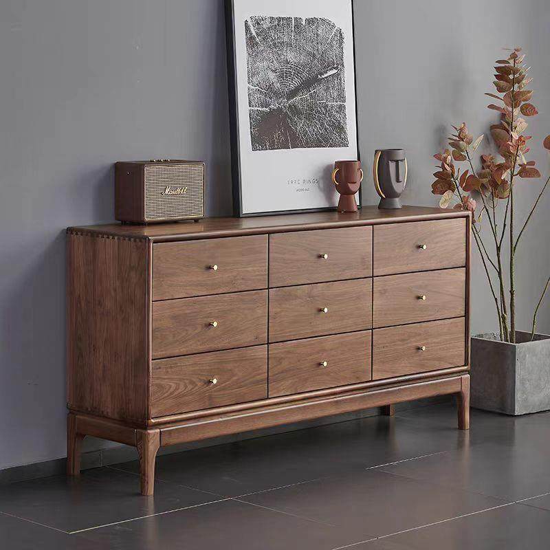 北收美黑胡桃木九斗柜DFF实木抽屉物现代简约卧室门厅柜玄关储纳