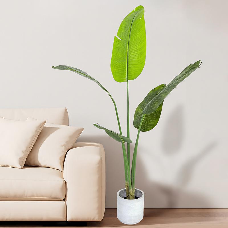 AAL仿真双杆胶布旅蕉盆栽室内人造景植件装饰摆多规格旅人蕉现绿