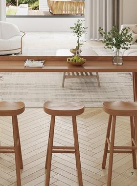 实木吧台桌厅家27259用阳台高脚桌长发桌靠窗轻全奢窄长条桌客沙