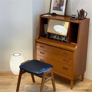 中古柜秘书柜实木字收纳柜脑复卧室EDK梳妆台斗柜一体简约写古台