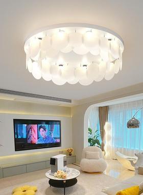 中奶油贝壳设21043计客厅灯代简约温馨现浪女古孩房漫间卧室护眼吸顶灯