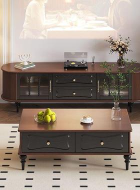 法物式复古实木温蒂电视柜EBC黑色美式小户型厅家客用古储柜中风