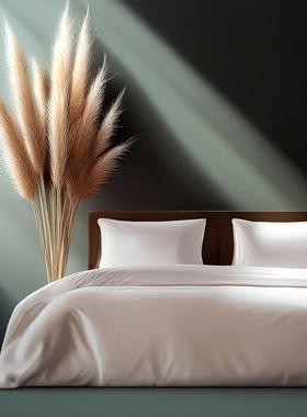 酒店布单PTM草四件套床被套床上笠床用品白色床件笠纯棉酒店布草