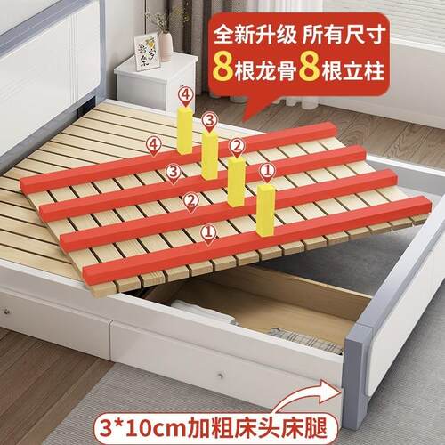实床现代简约1.5m主卧双人木床出济租房用工直销经性1厂.2m单双拼