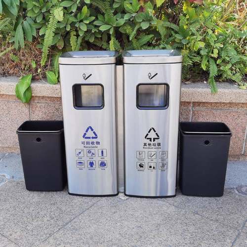 G圾N缸F用室内SHE立式带烟灰垃桶方形不锈钢分类落地商单位大厅门