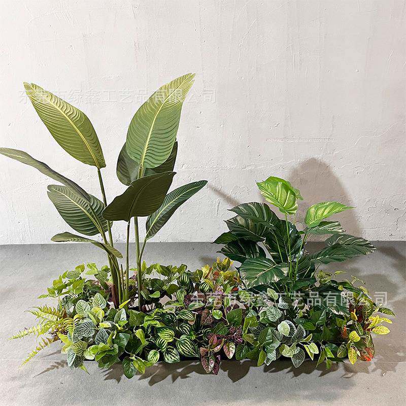 绿植花箱造景植物假花景槽商件场隔断RNP观仿生花组合装摆饰景观